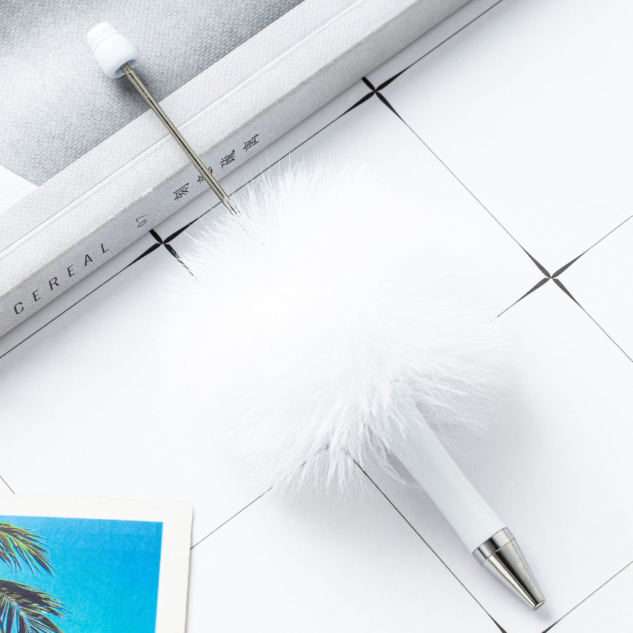 Wholesale Beadable Pens DIY Pompom Beadable Pen